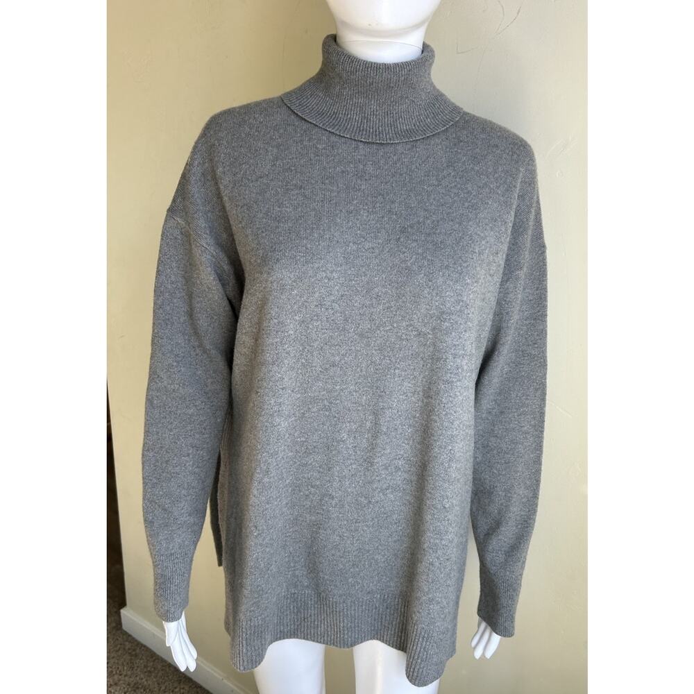 ALLSAINTS Cashmere Gala Roll Neck Sweater Gray Womens XS Oversized Side Slits